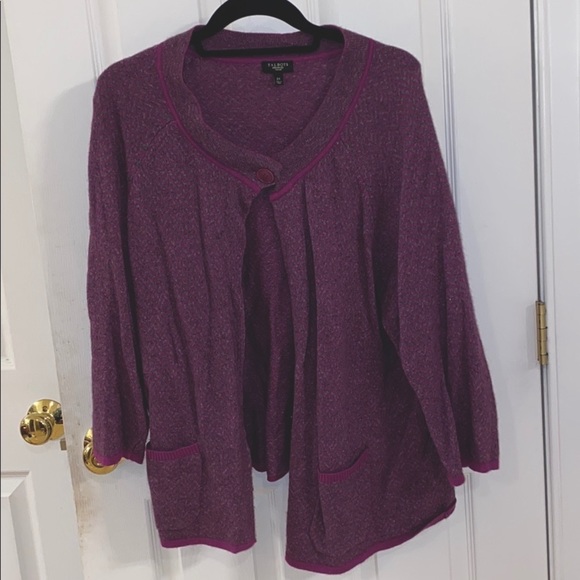 Grey and Plum Herringbone Single Button Cardigan - Picture 2 of 7